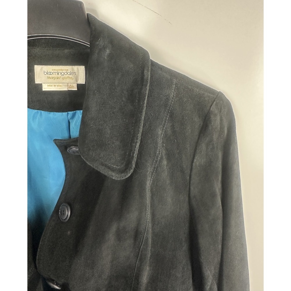 Vtg Margaret Godfrey x Bloomingdale's Suede Leather Belted Trench Coat Womens 14 - Picture 9 of 16